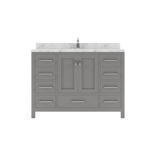 Caroline Avenue 48" Single Bath Vanity in Gray with Cultured Marble Quartz Top and Square Sink