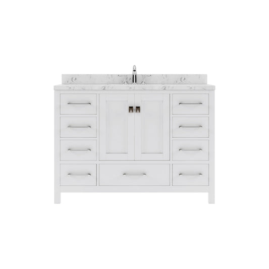 Caroline Avenue 48" Single Bath Vanity in White with Cultured Marble Quartz Top and Square Sink