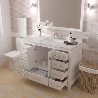 Caroline Avenue 48" Single Bath Vanity in White with Cultured Marble Quartz Top and Square Sink