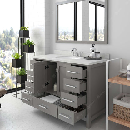 Caroline Avenue 48" Single Bath Vanity in Gray with White Quartz Top and Round Sink