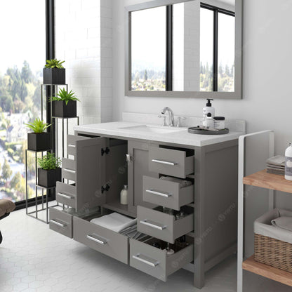 Caroline Avenue 48" Single Bath Vanity in Gray with White Quartz Top and Square Sink