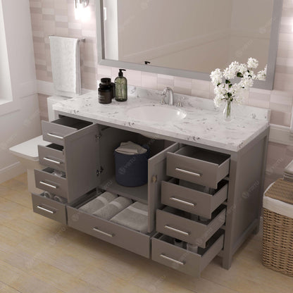 Caroline Avenue 60" Single Bath Vanity in Gray with Cultured Marble Quartz Top and Round Sink
