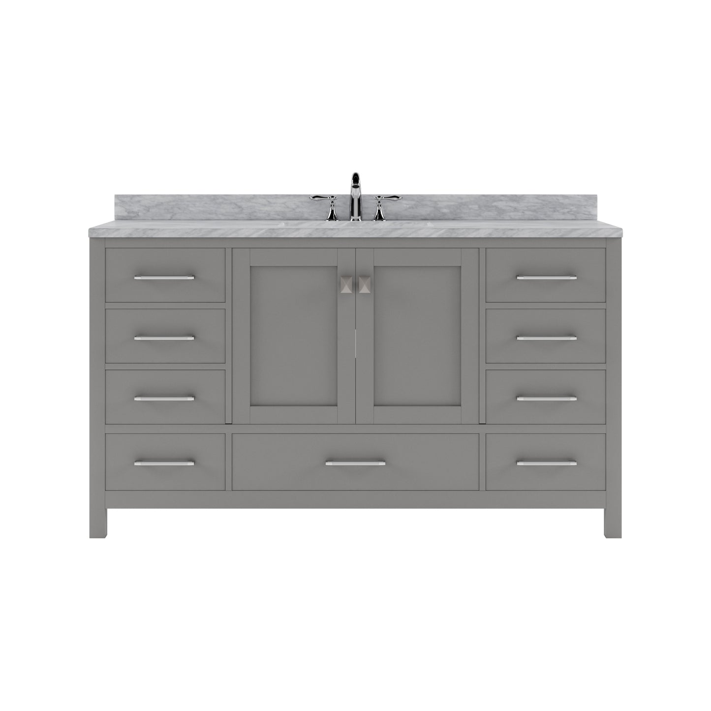 Caroline Avenue 60" Single Bath Vanity in Gray with White Marble Top and Square Sink