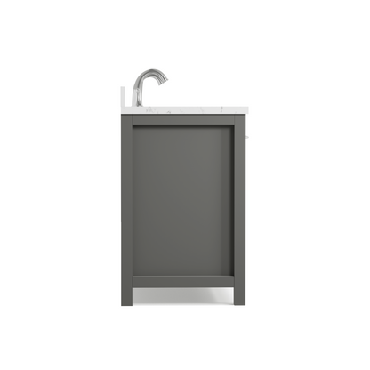 Caroline 60" Double Bath Vanity in Gray with Cultured Marble Quartz Top and Square Sinks