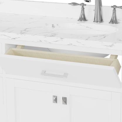 Caroline 72" Double Bath Vanity in White with Cultured Marble Quartz Top and Round Sinks