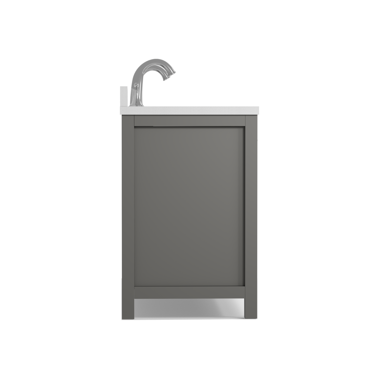 Caroline 72" Double Bath Vanity in Gray with White Quartz Top and Round Sinks
