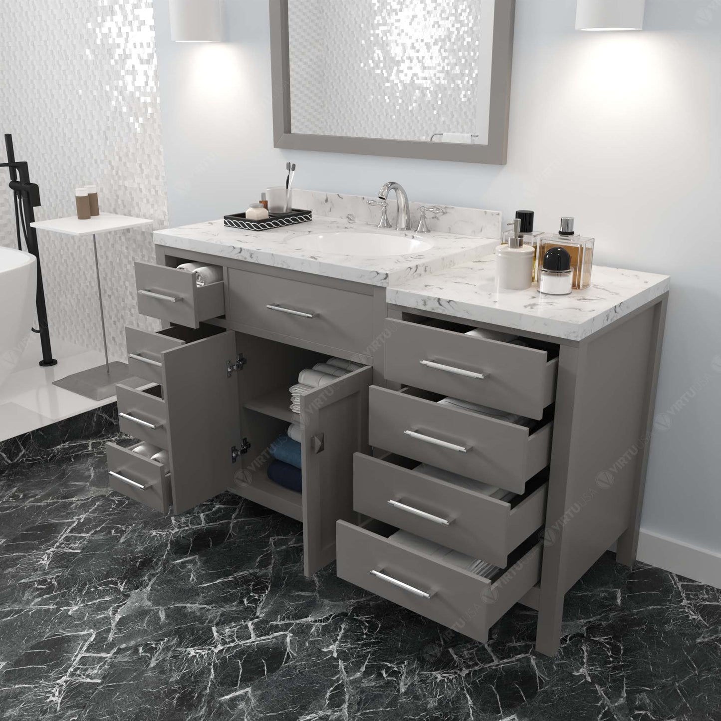 Caroline Parkway 57" Left Single Vanity Cabinet