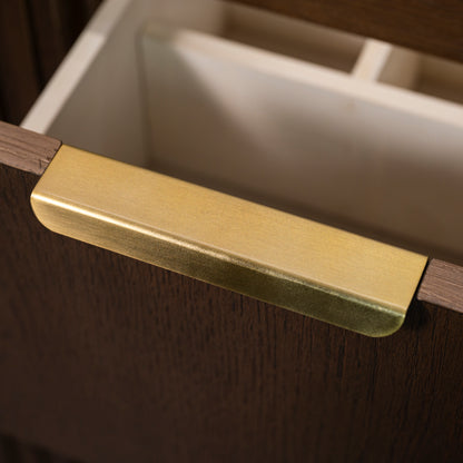 Kathryn 72" Double Vanity with Square Sinks and Statuario Venato Marble Quartz Top in Dark Oak