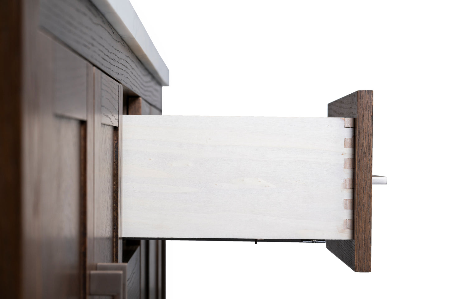 Vivian 72" Double Vanity with Square Sinks and Statuario Venato Marble Quartz Top in Dark Oak